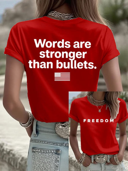 Women's Freedom Print Casual T-Shirt