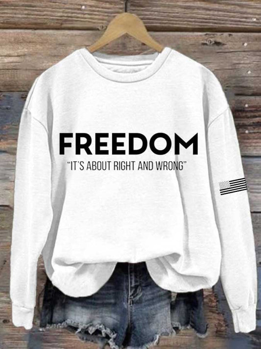 Women's Freedom American Flag Print Casual T-shirt