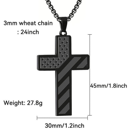 ✨Cross Necklace w/ Bible Verse & American Flag
