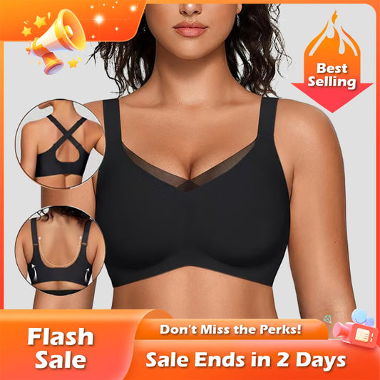 🏆Flash Sale⚡ 50K+ SOLD! Almost Gone-💥🎉Women Wireless V-Neck Mesh Bralette,Best Gifts