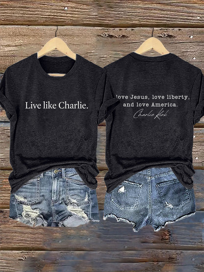 Retro Live Like I Love Jesus, Love Liberty, And Love America Print T-Shirt