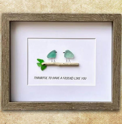 Sea Glass Art, Seaglass Birds, Friend Birthday Gift,Handmade