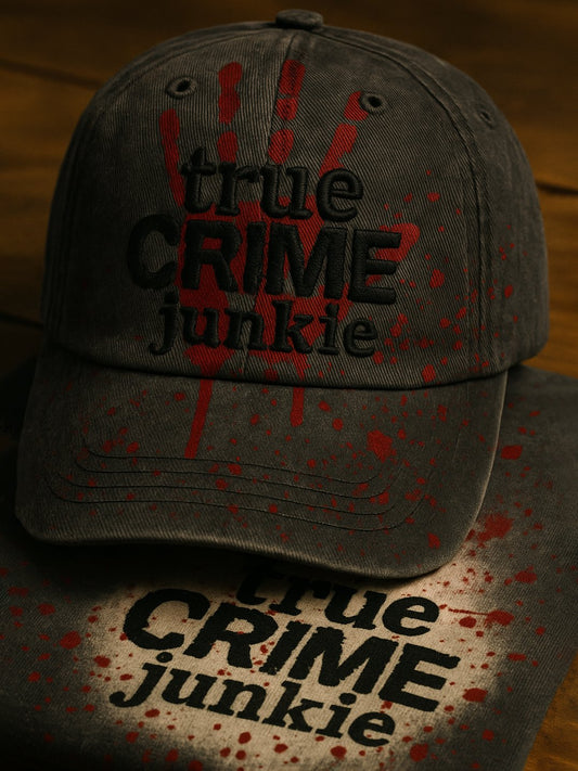 Men's Vintage Bloody True Crime Print Washed Baseball Cap