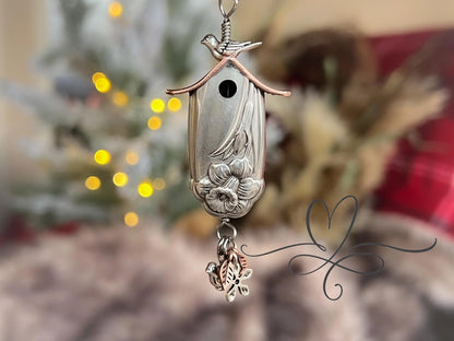 Only 2 left - Birdhouse Necklace • The 1951 "Magnolia" Silverware Birdhouse