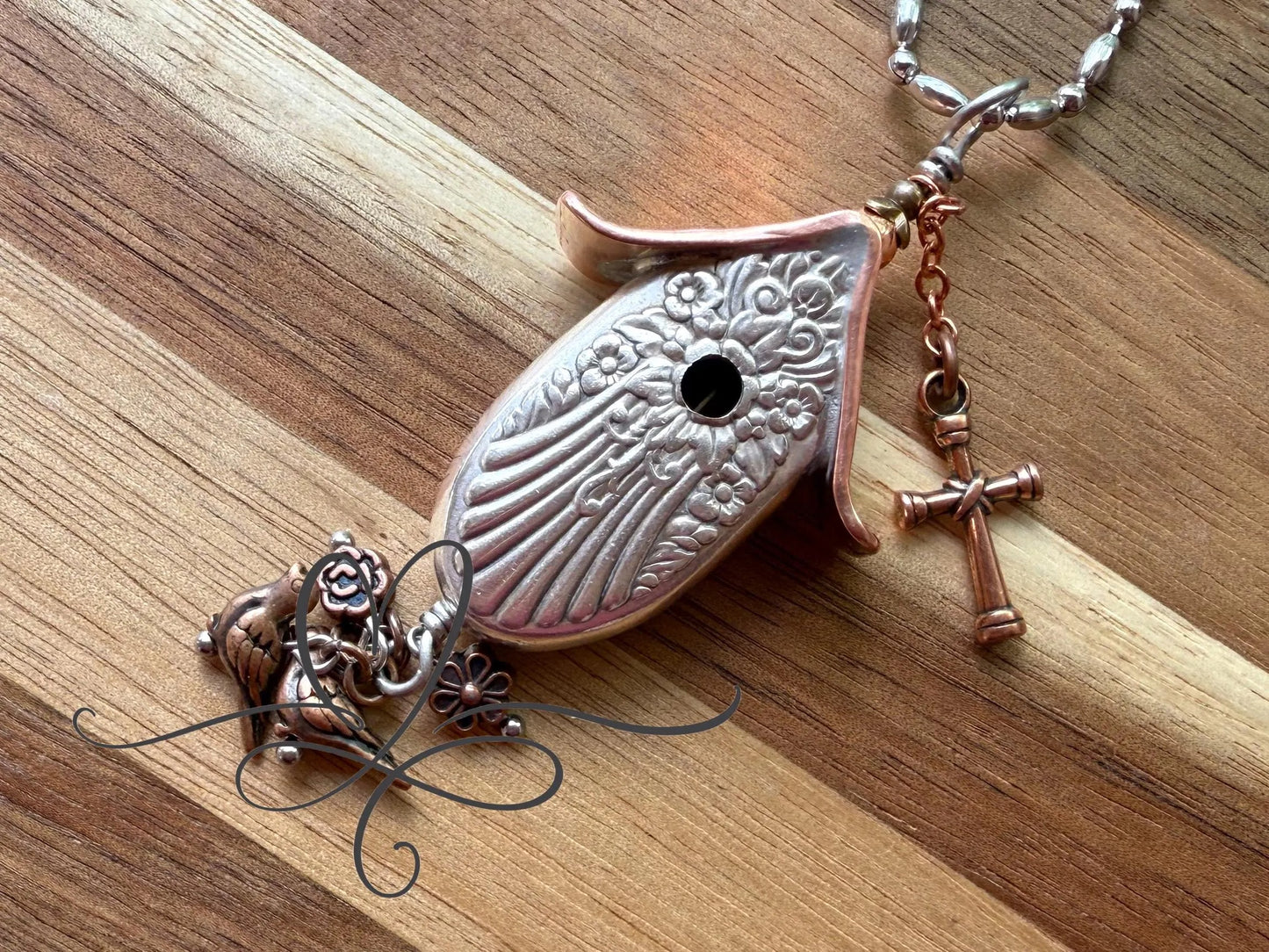 Only 2 left - Birdhouse Necklace • The 1951 "Magnolia" Silverware Birdhouse